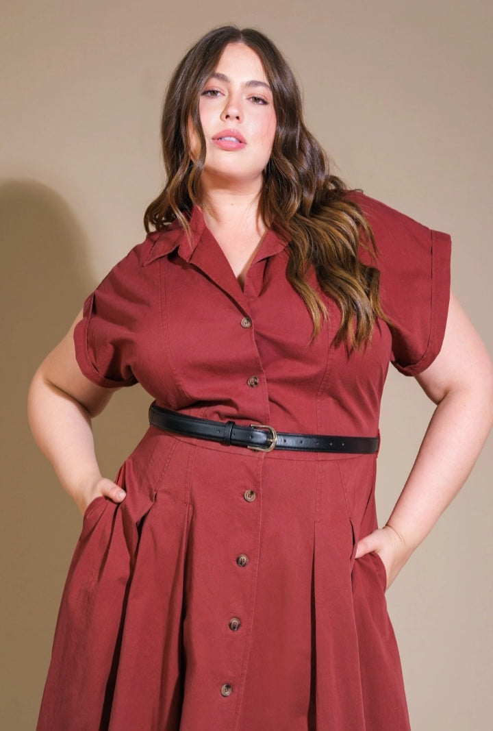 Berry Demure Midi Shirt Dress God Affect Berry Demure Midi Shirt Dress God Affect